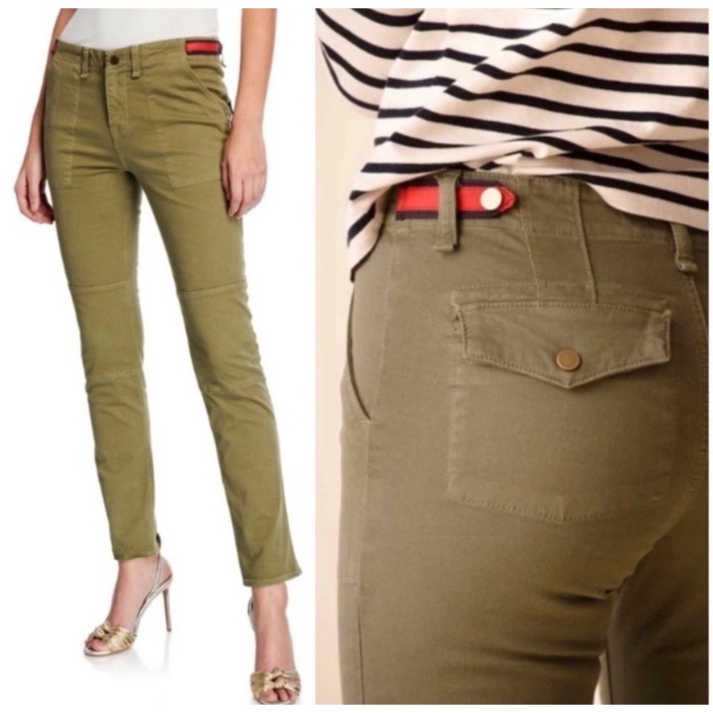 Veronica Beard Jeans Adrina Skinny Ankle Cargo 28 Olive Green High Rise Stretch - Picture 1 of 10